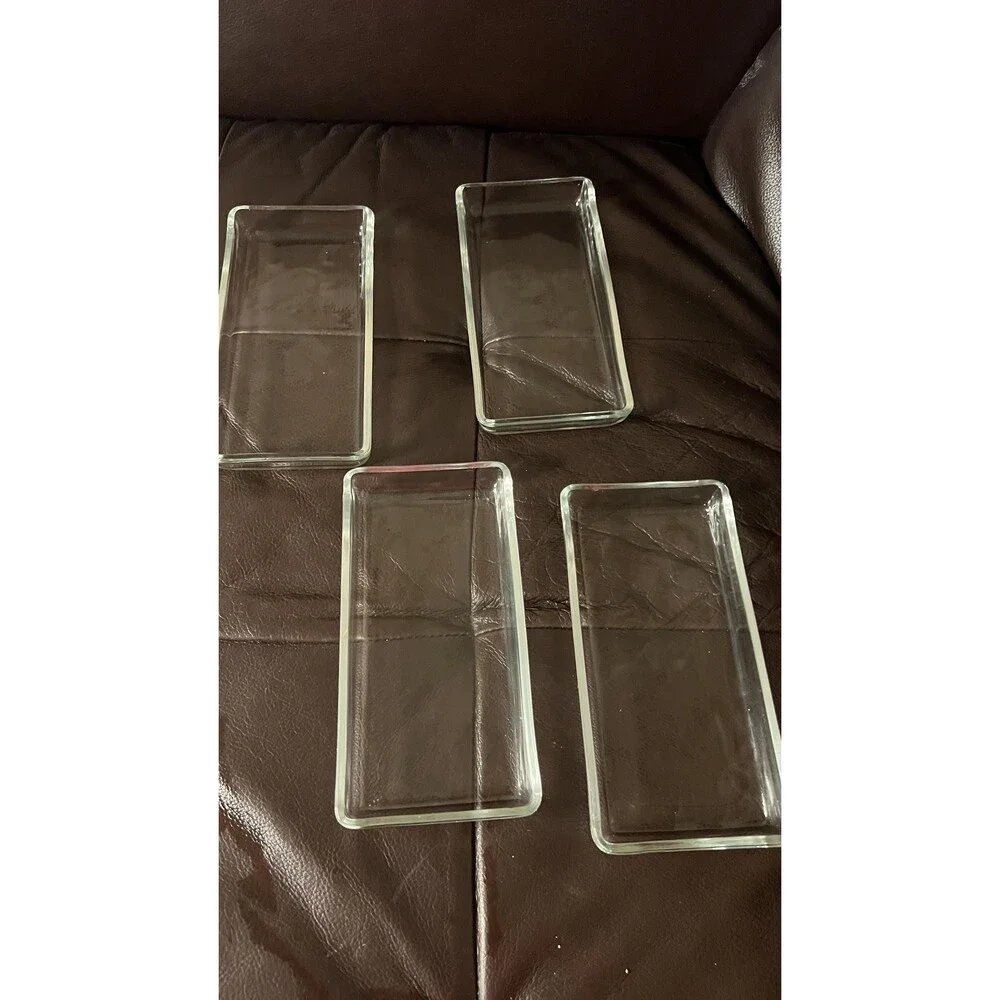 Viking New Martinsville Prelude Etched Relish Tray w Handles 4 Rectangular Glass